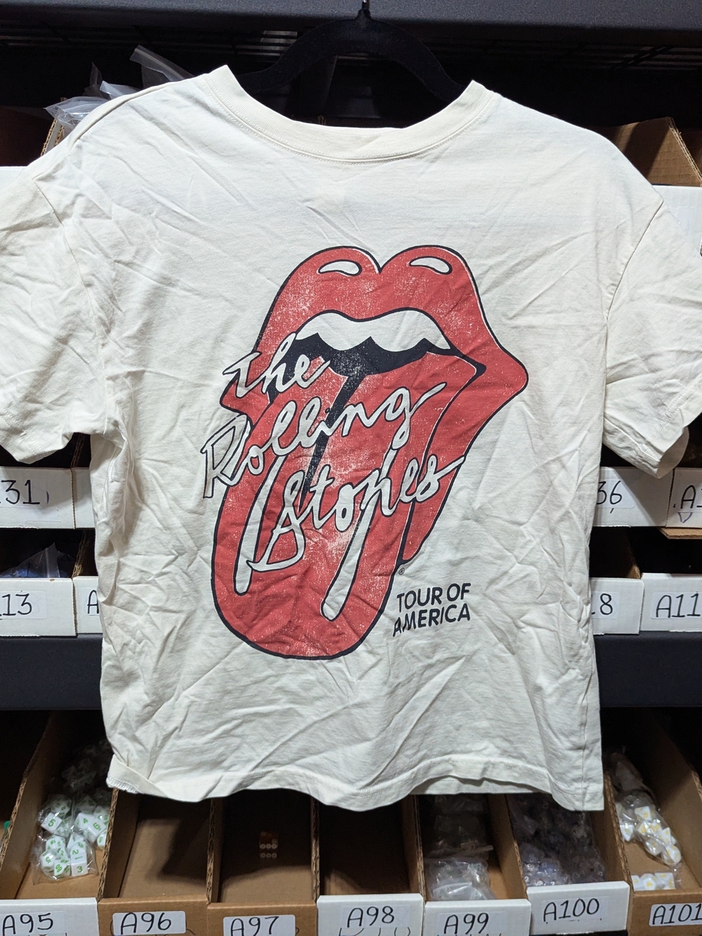 H&M Cream Tee with Red Tongue Tour Graphic